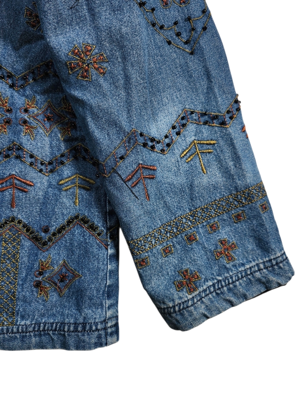 Vintage Embroidered Beaded Denim Shirt | Boho Western Festival | Large - Picture 3 of 8